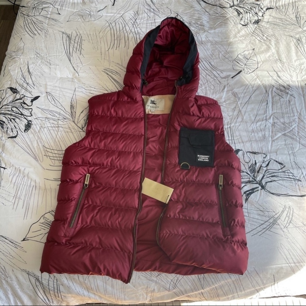 Burberry London oversized puffer vest.